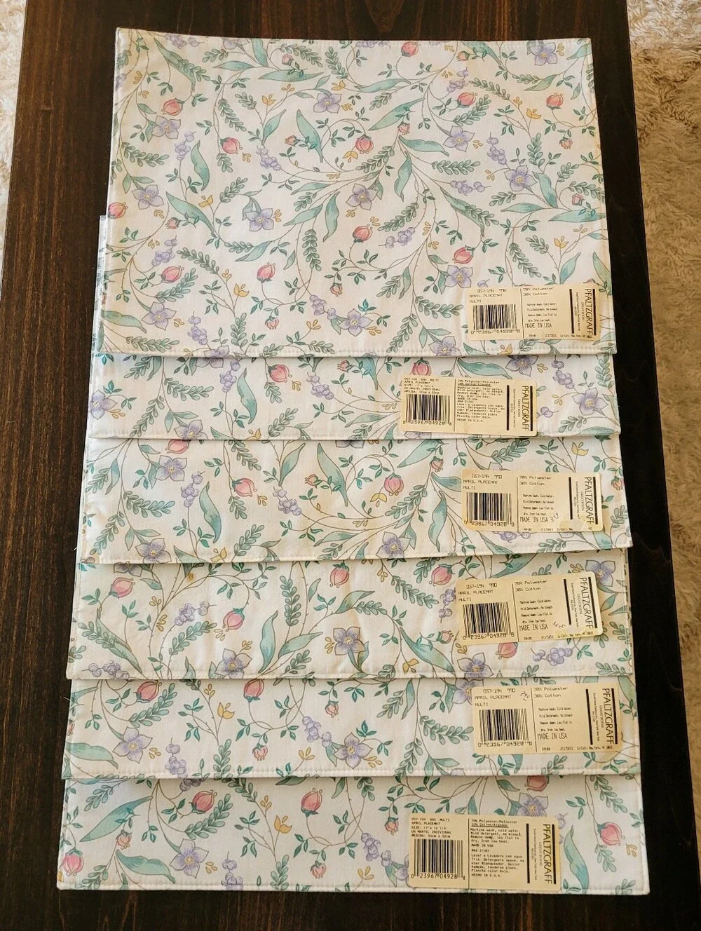 Vtg Pfaltzgraff APRIL Floral Kitchen Lot 6 Placemats NWT & Quilted Blender Cover